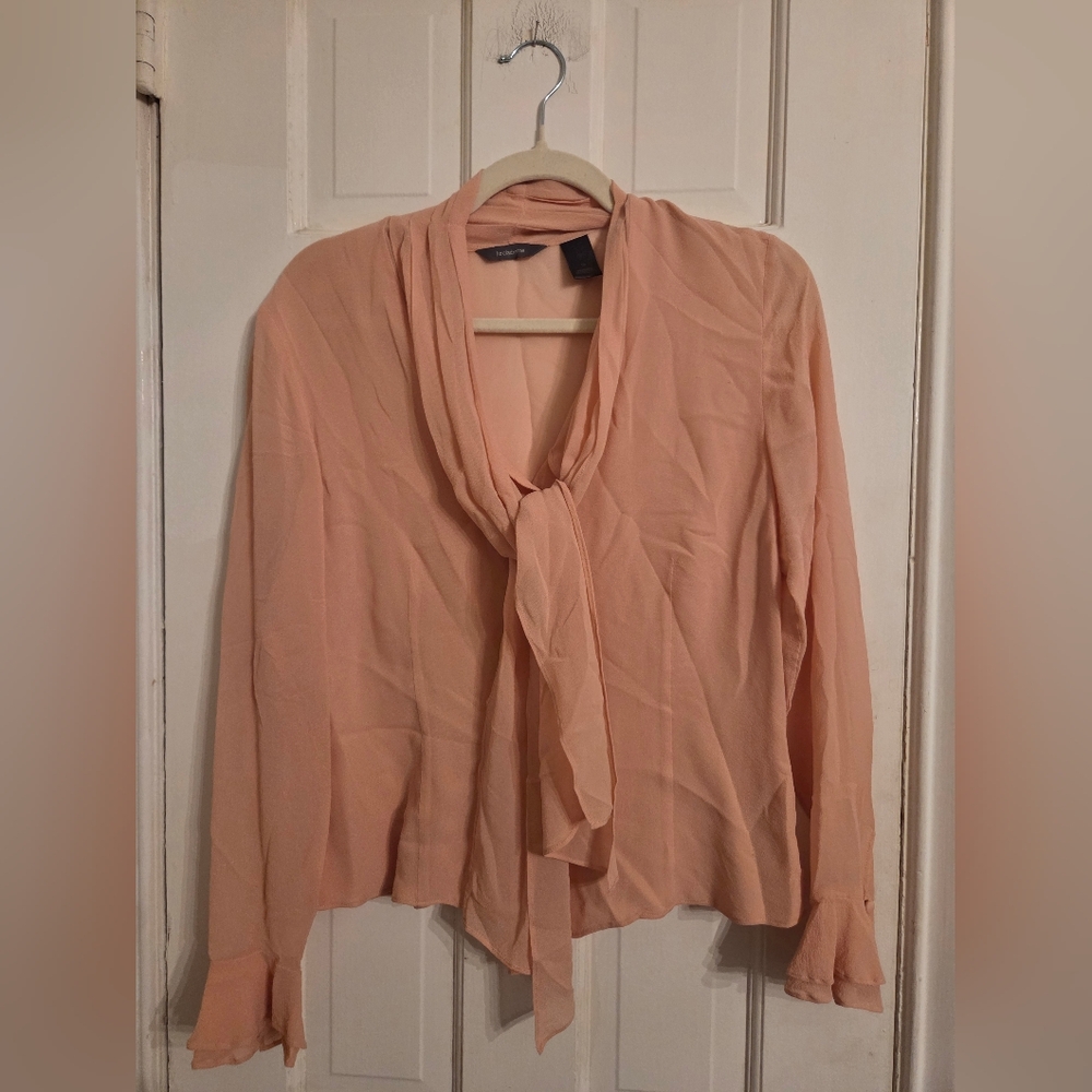 Liz Claiborne Peach Tie-Front Blouse
